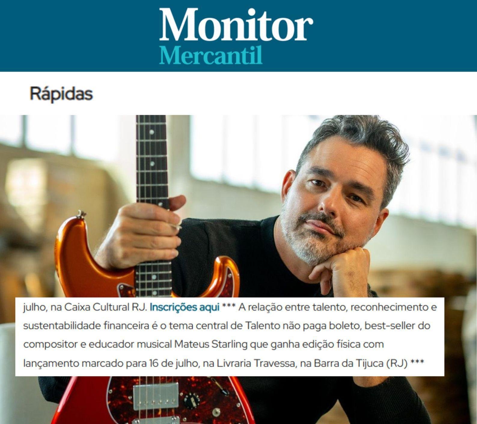Nota Monitor Mercantil sobre Talento Não Paga Boleto