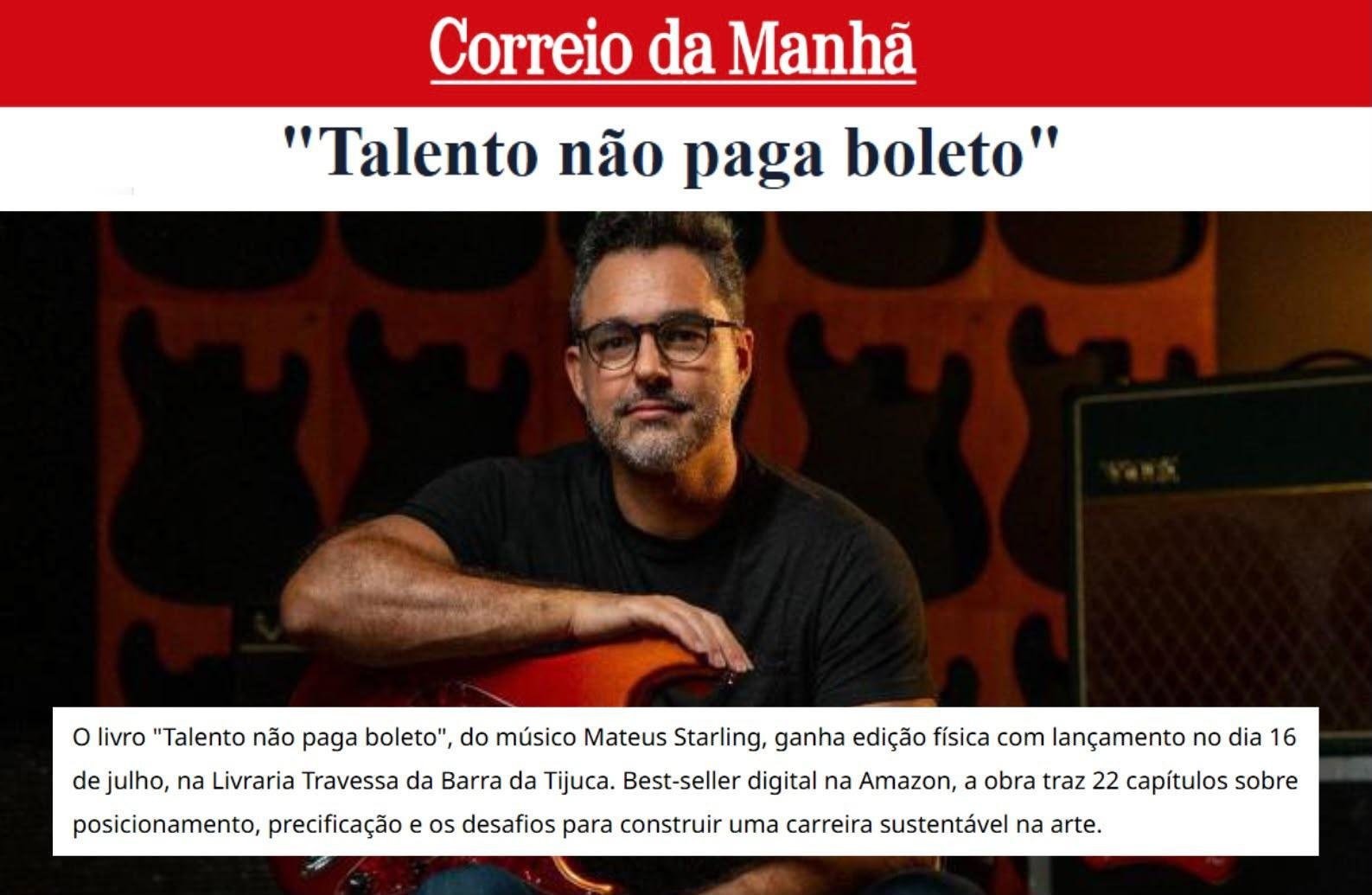 Matéria Correio da Manhã sobre Talento Não Paga Boleto