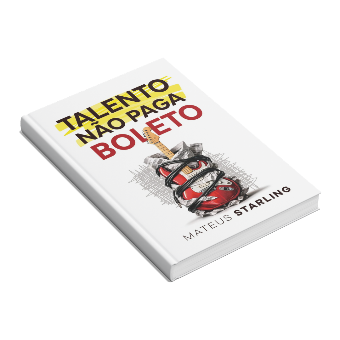 Mockup do livro Talento Não Paga Boleto visto de cima